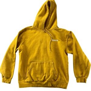SISTERS‎ Yellow Graphic Hoodie Sweatshirt Pullover Hooded Top Size Large